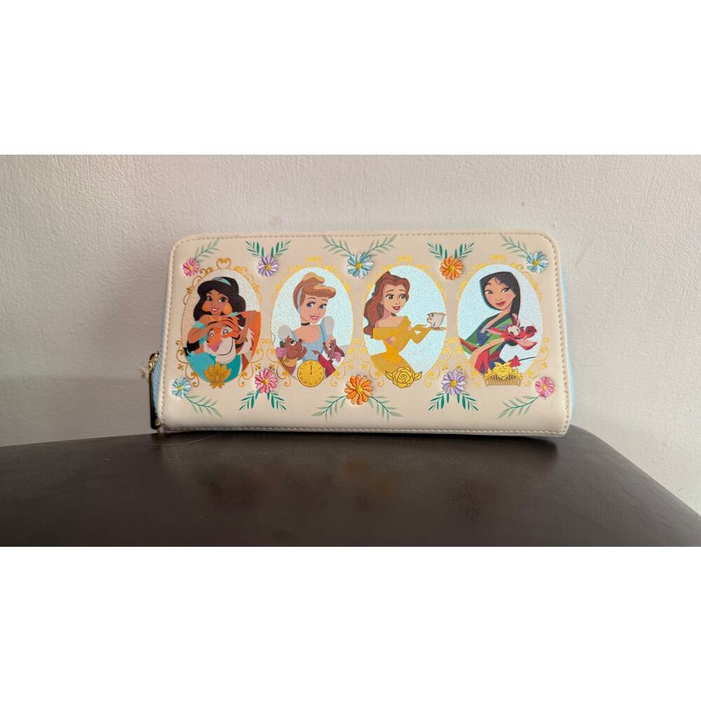 Loungefly Disney Princess Glitter Portraits Zip Wallet NWT